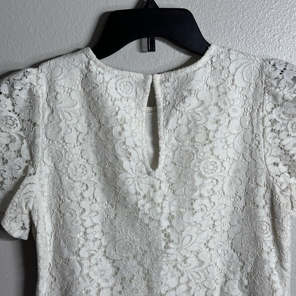 Express Women Blouse Embroidered white lace top size XS - Picture 5 of 7